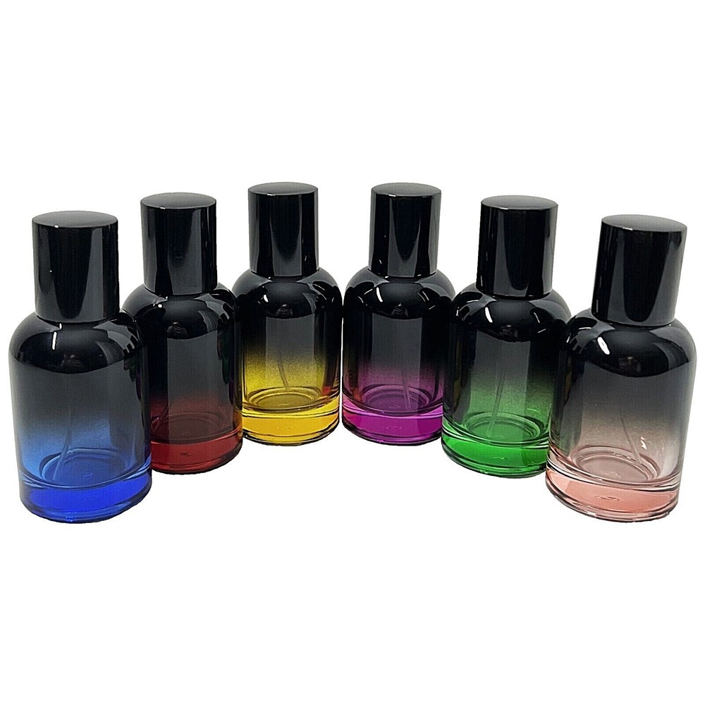 30ml 1oz boston round 6 colors gradient black empty perfume spray bottles