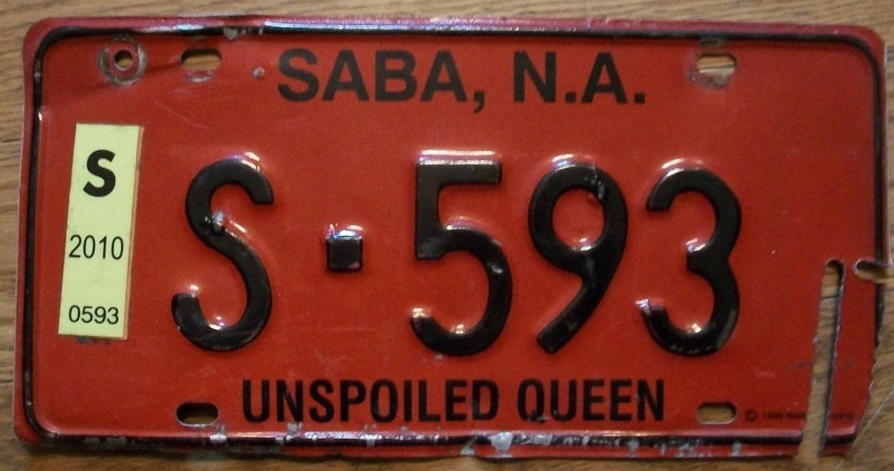 SINGLE SABA, N.A.. "Unspoiled Queen" LICENSE PLATE - 2010 - S-593
