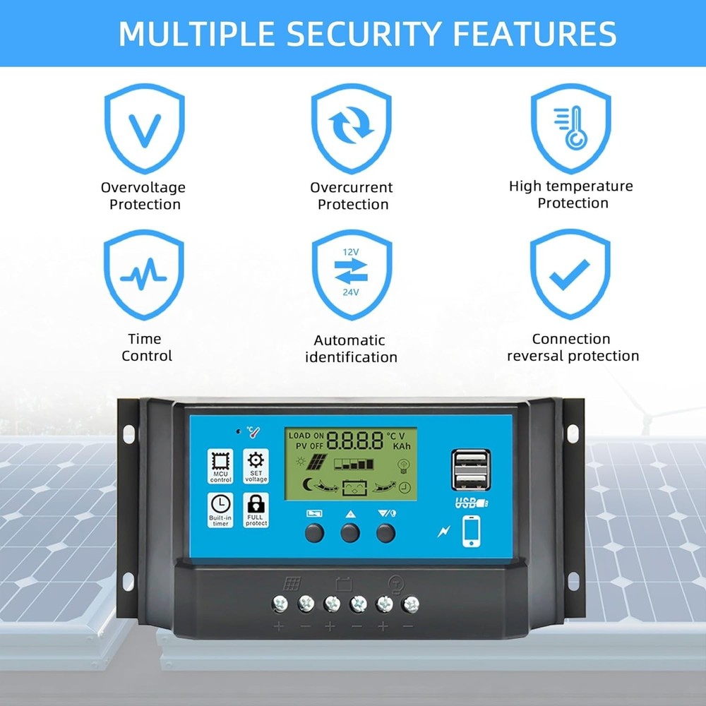Professional 60A Solar Charge Controller with LCD & Auto Adjustment Features