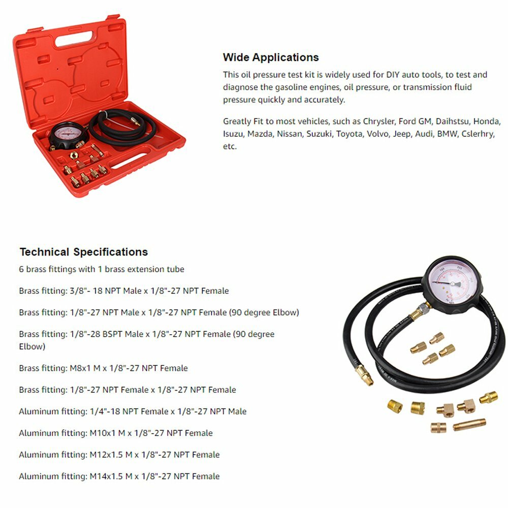 Automatic Transmission Engine Oil Pressure Tester Gauge Diagnostic Tools TU-11A