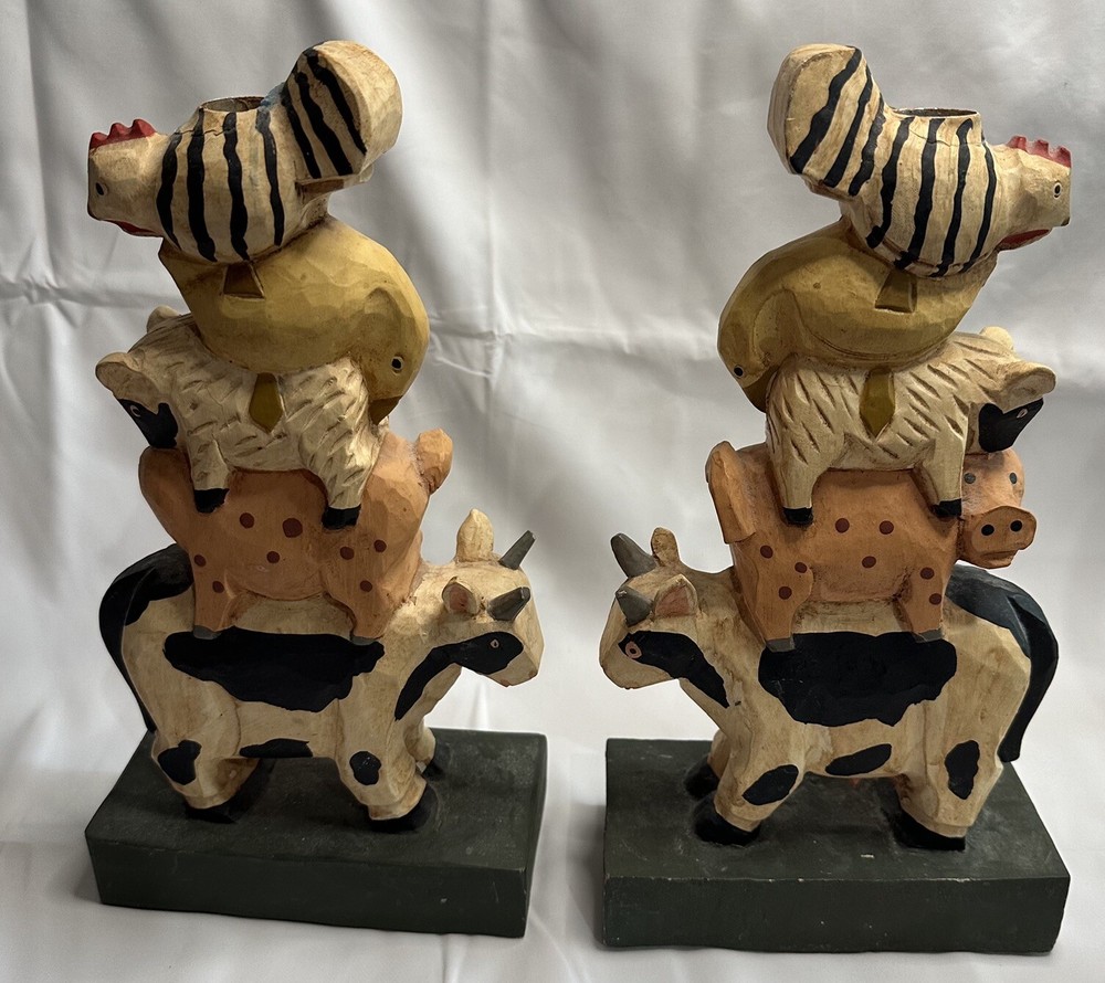 Farm Animals Statue Candle Holder 10"