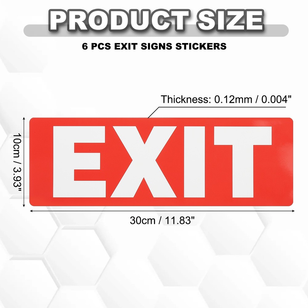 6Pcs Exit Signs Stickers Self-Adhesive Paper,White