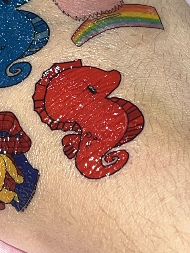 Red Seahorse - Small - Temporary Tattoo.