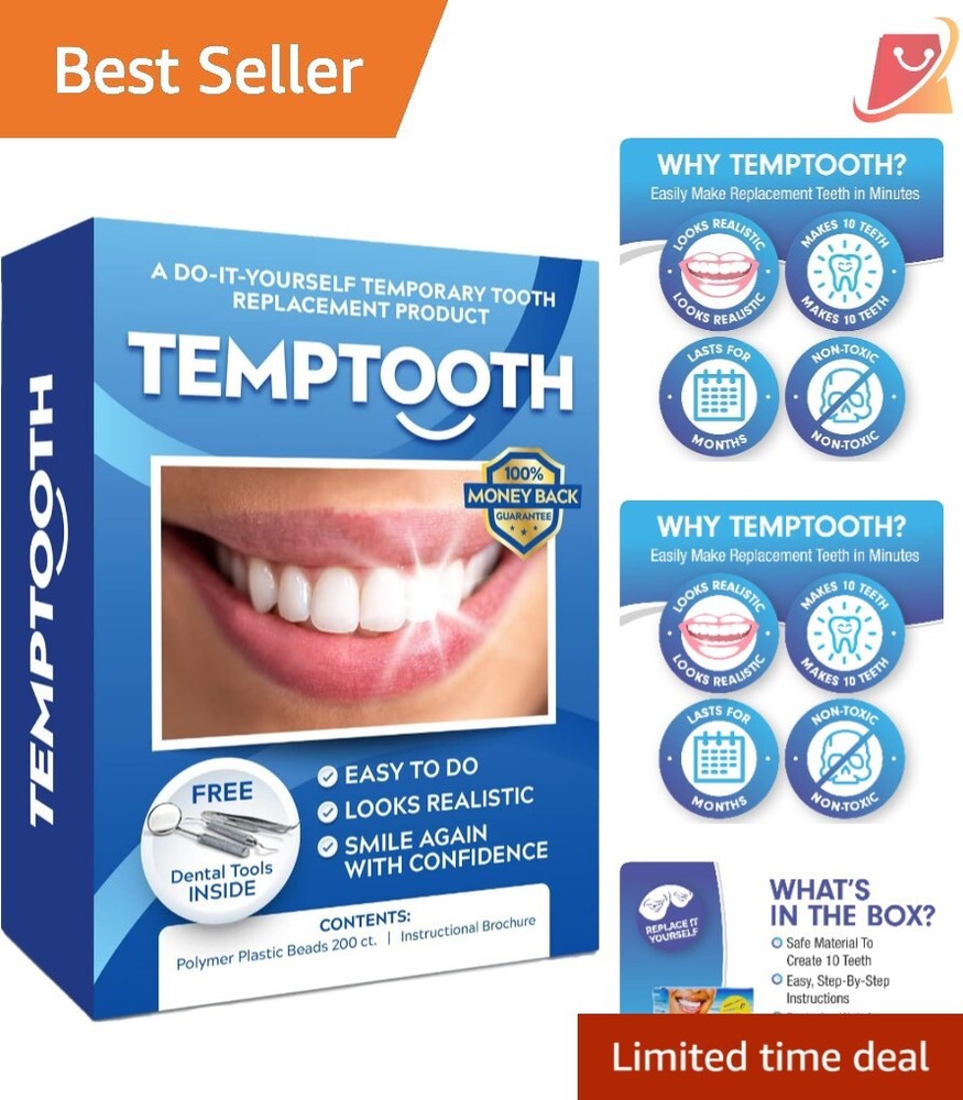 Temporary Tooth Replacement Kit Moldable  Approved Easy Fix for Missing Teeth