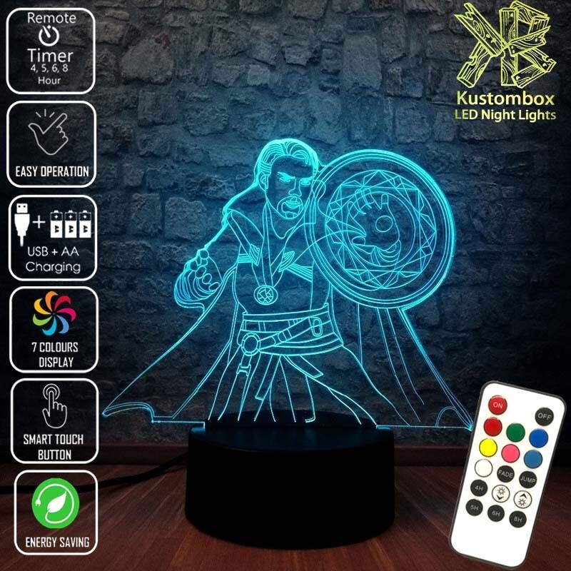 DR STRANGE MULTIVERSE AVENGER 3D LED BATTERY USB NIGHT LIGHT 7 COLOUR REMOTE