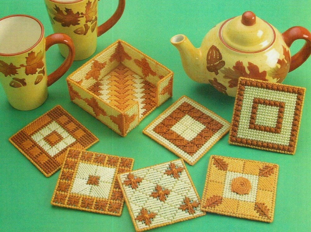 COASTER ENSEMBLE 6 DESIGNS HOME DECOR PLASTIC CANVAS PATTERN INSTRUCTIONS