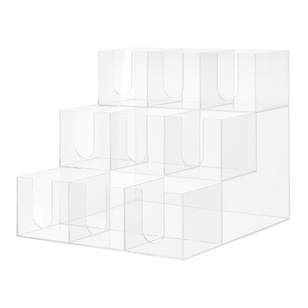 Acylic 9 Compartments Coffee Cup Holder Counter Top Disposable Cups Organizer