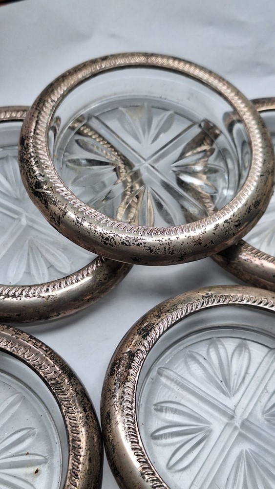 Sterling Silver Crystal Coasters X5