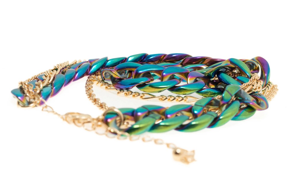 Three Row Chain Link Necklace