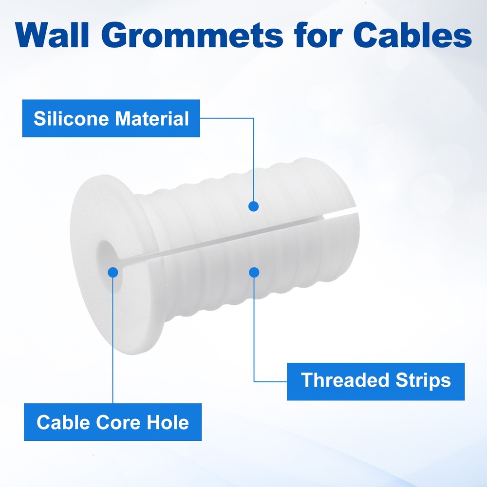 4Pcs Wall Grommets, 19mm Silicone Cable Pass Through Bushing Grommets, White