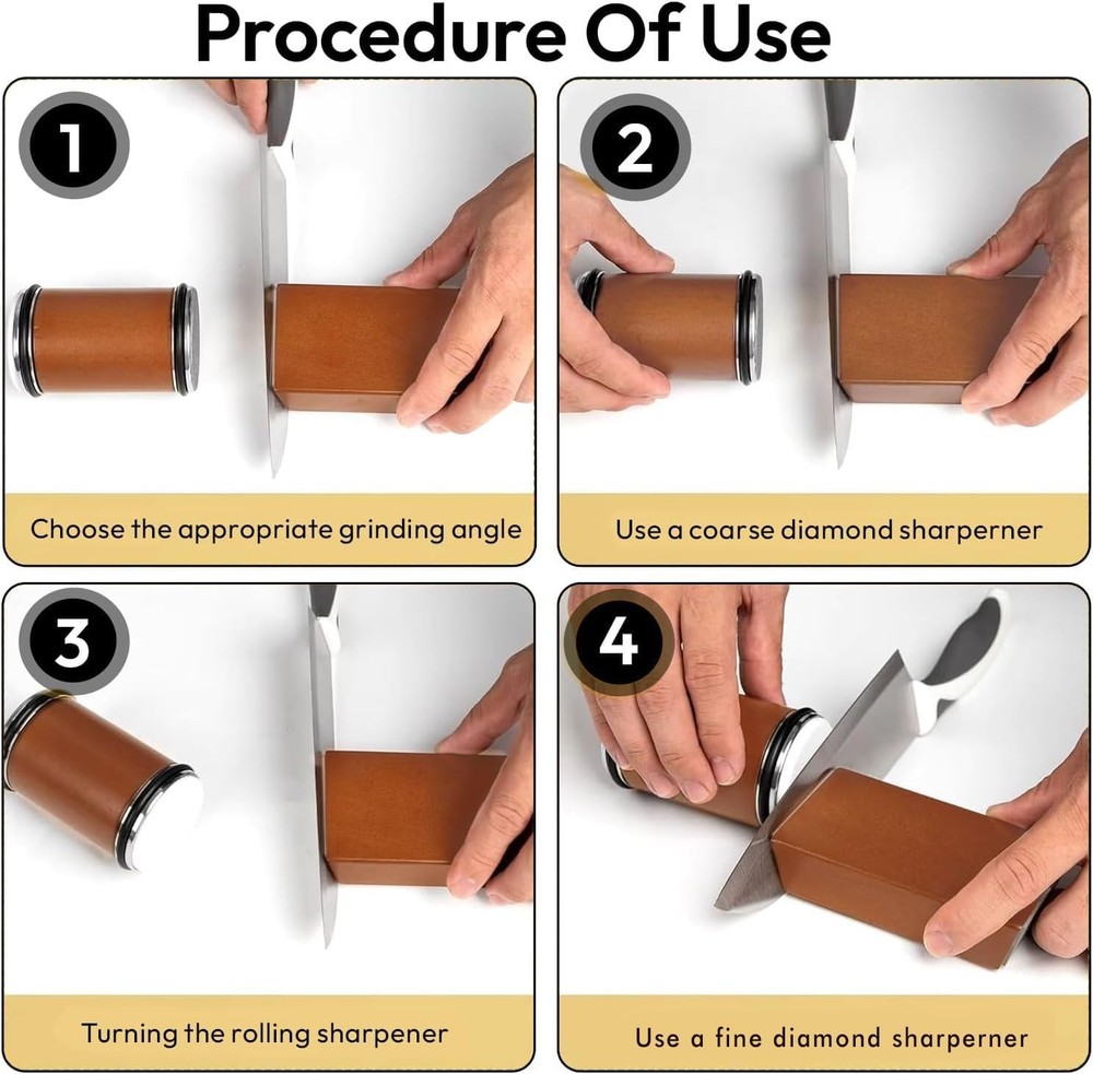 Diamond Rolling Knife Sharpener Set 15° and 20° Magnetic Base Sharpening System
