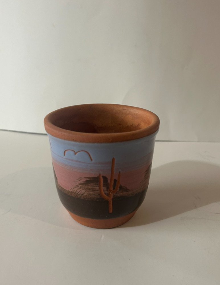 Hand Painted Southwest Desert Scene Planter Pot