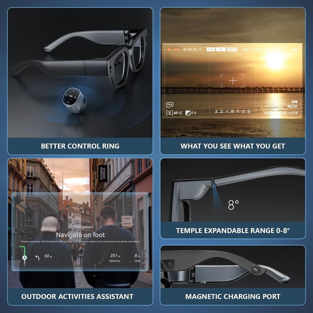 Inmo Air 2 AR Glasses + Charging Cable+ ring control, support youtube app