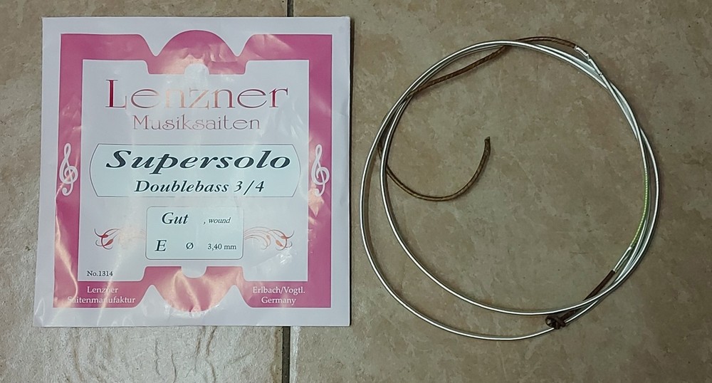Lenzner Natural Gut Upright Bass Strings - Silver Wound Gut E String