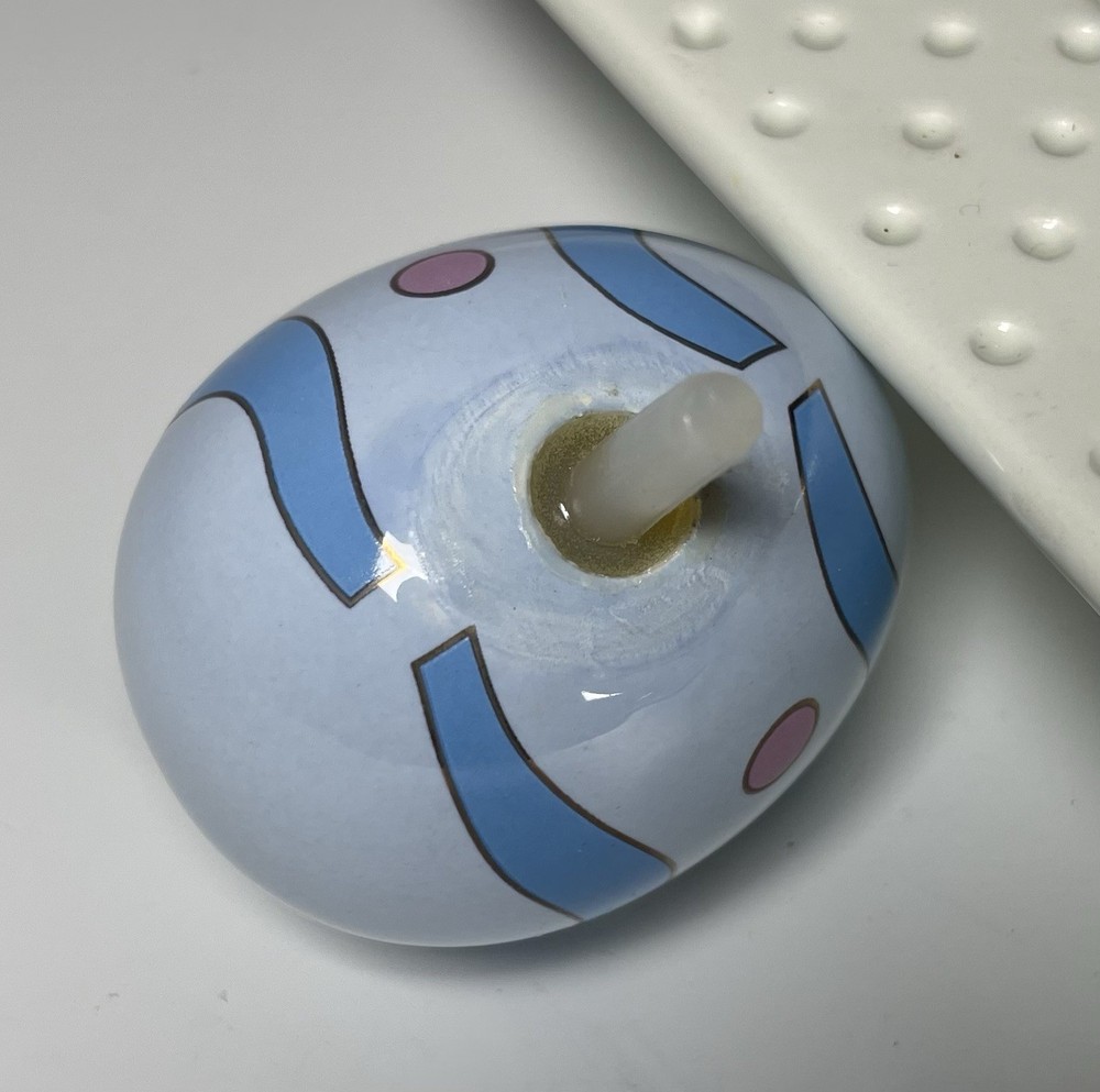 Nora Fleming RETIRED Easter Egg A95 Mini Charm Wavy Blue Stripes Pink Spots