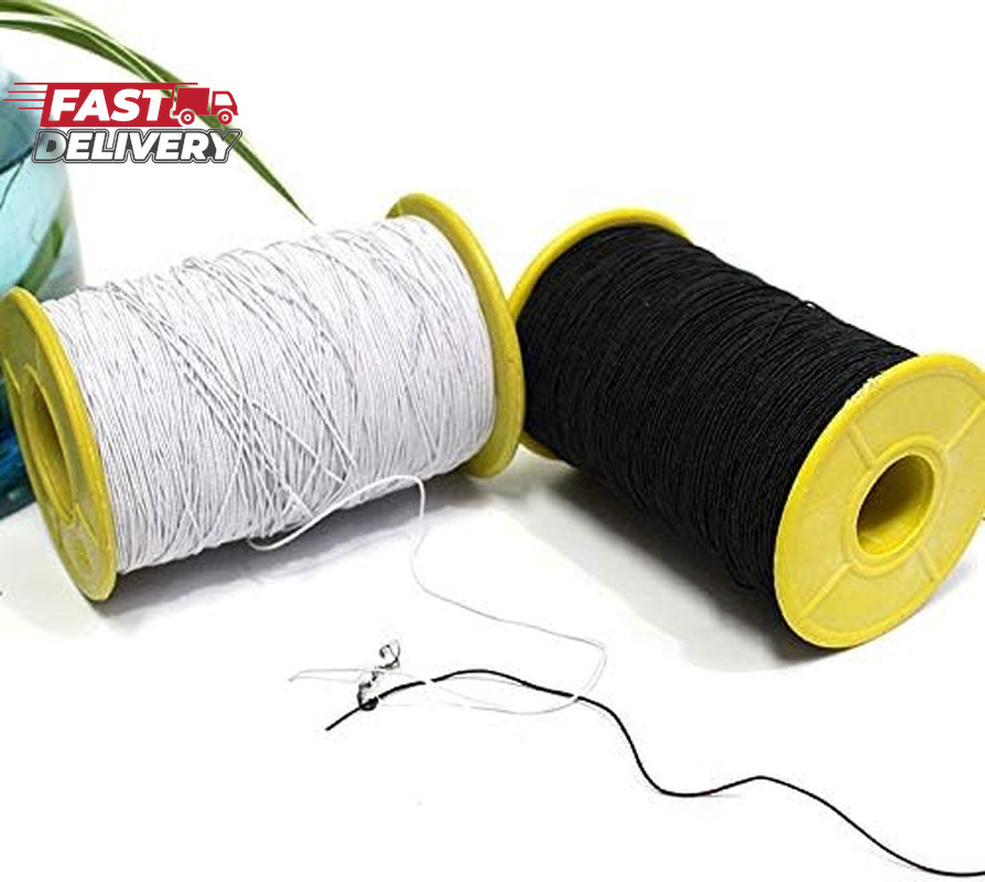 Milcraft (2 Rolls) White and Black Elastic Thread 547 Yard Package 0.5Mm Thickne