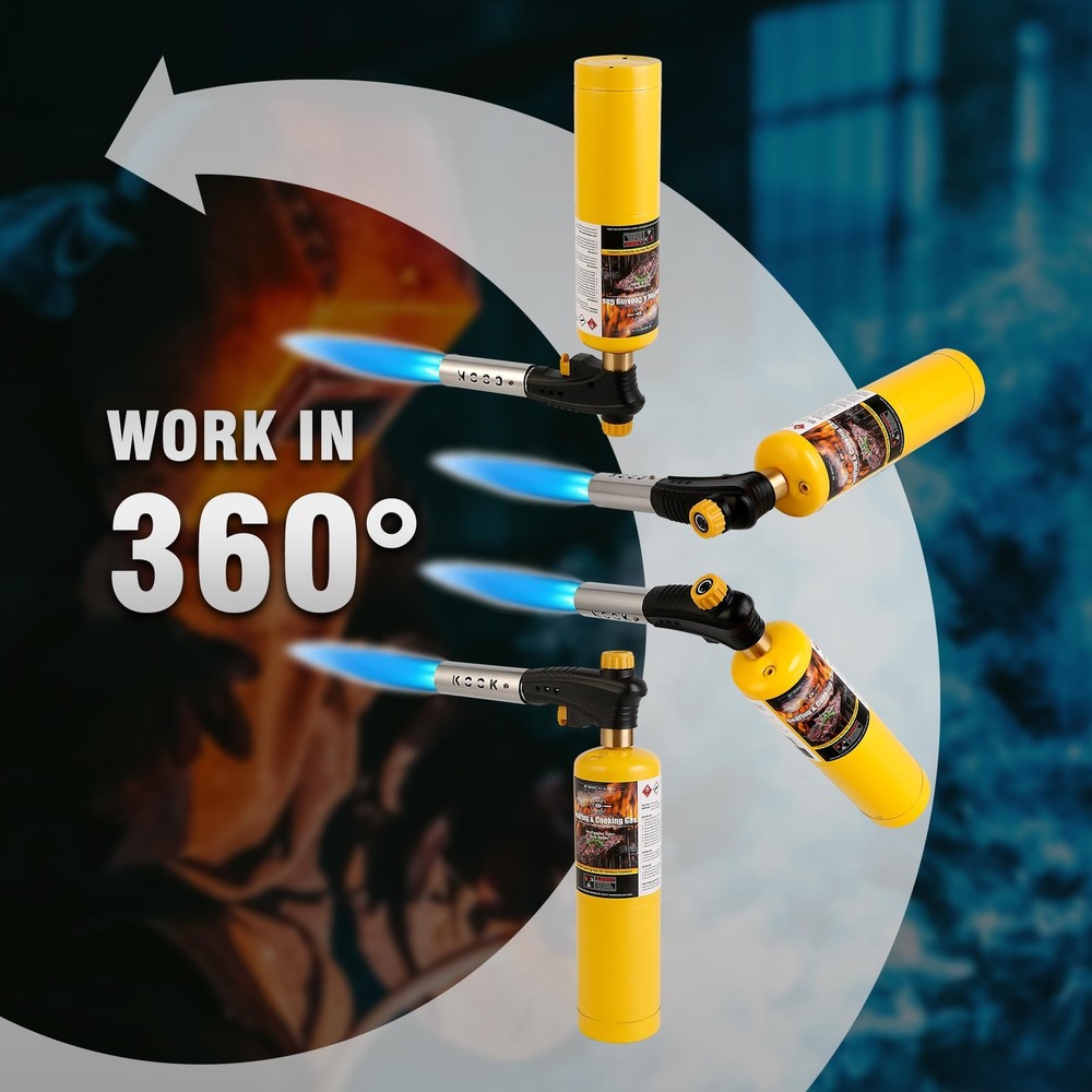 Propane Torch Head,Powerful 4-Flame Blow Torch Head Trigger Start Propane Tor...