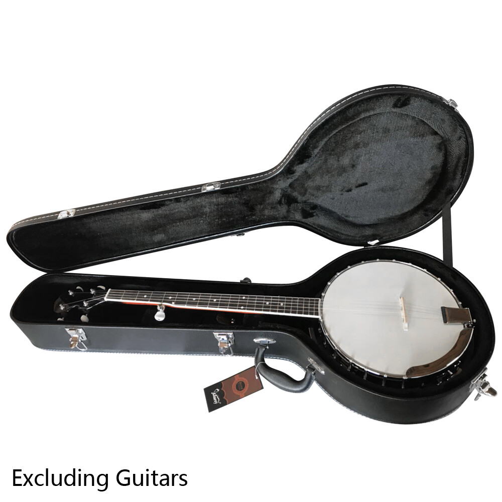 5-String 6String Microgroove Pattern Leather Wood Banjos Case Black High Quality