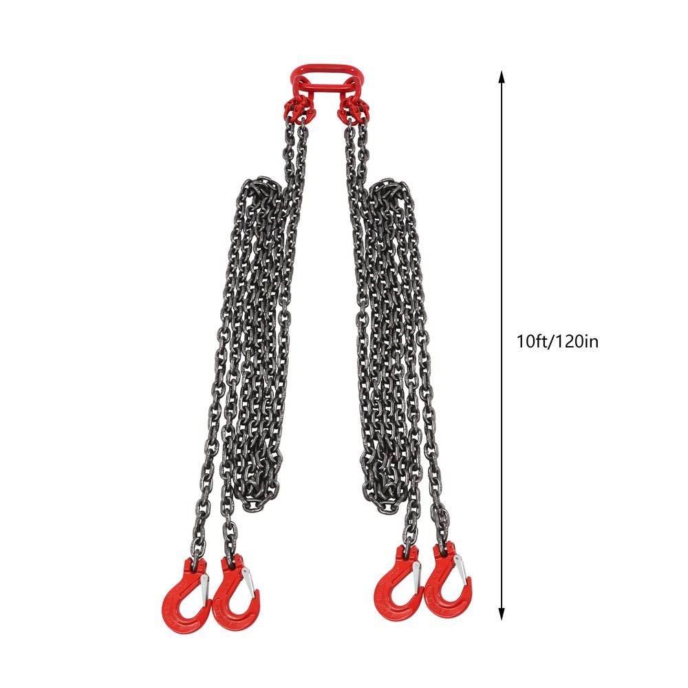4 Roots Chain Sling Lift Chain 11023.11lbs Load Capacity +Self-locking HookTool