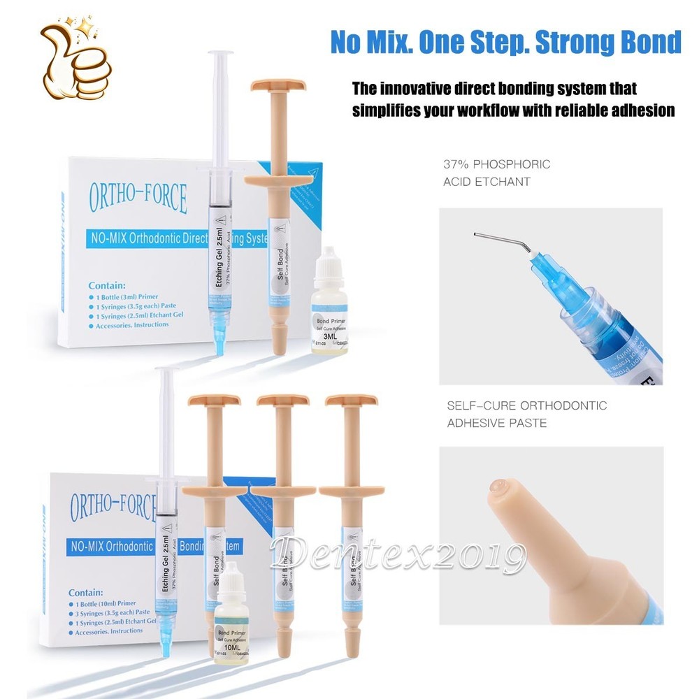 No-Mix Dental Orthodontic Direct Bonding System Primer Paste Etchant Complete