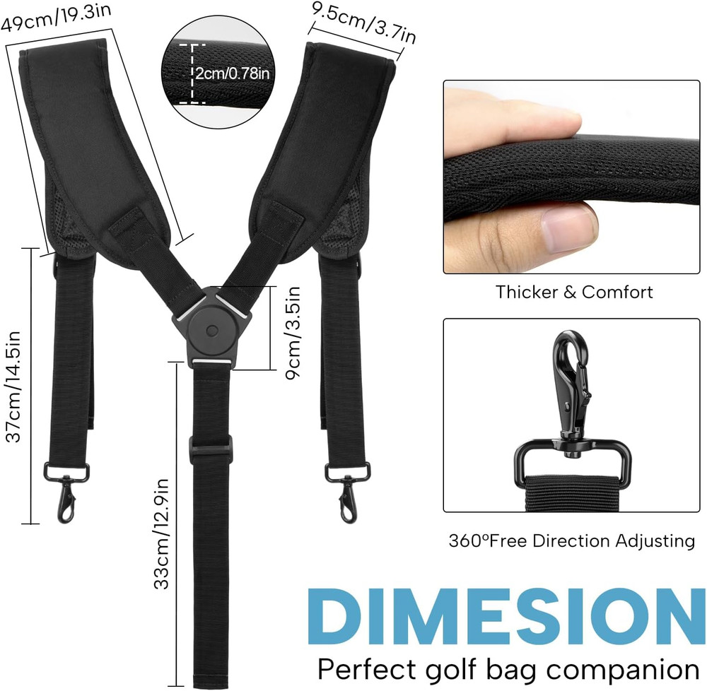 Golf Bag Shoulder Strap, Universal Golf Bag Strap Replacement Double Shoulder Ad