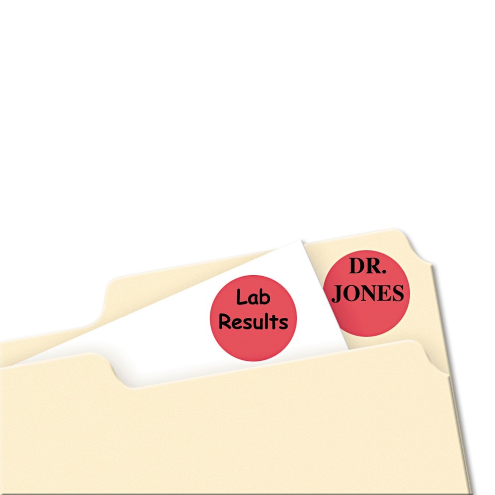 Avery® Printable Removable Color-Coding Labels, 3/4" dia, Red, 1008/Pack