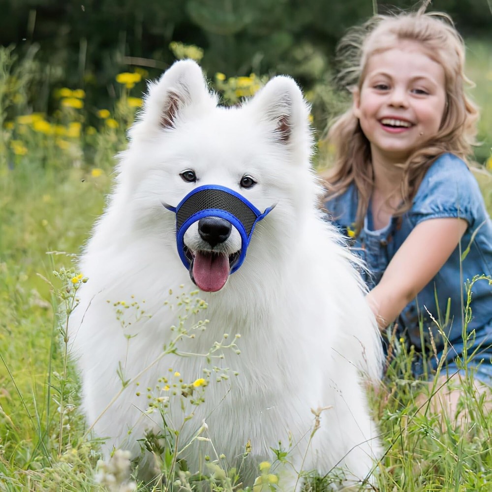 Nylon Dog Muzzle Breathable Adjustable Small Medium Large Barking Bite Preven...
