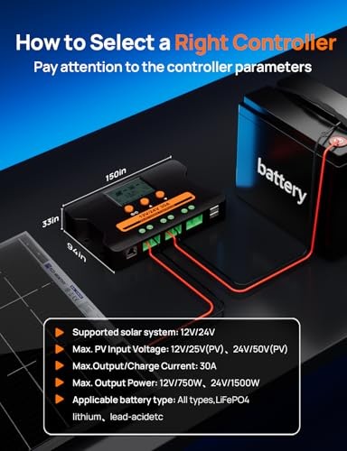 Solar Charge Controller 30A Bluetooth, Solar Panel PWM 30A 12V-24V(Bluetooth)