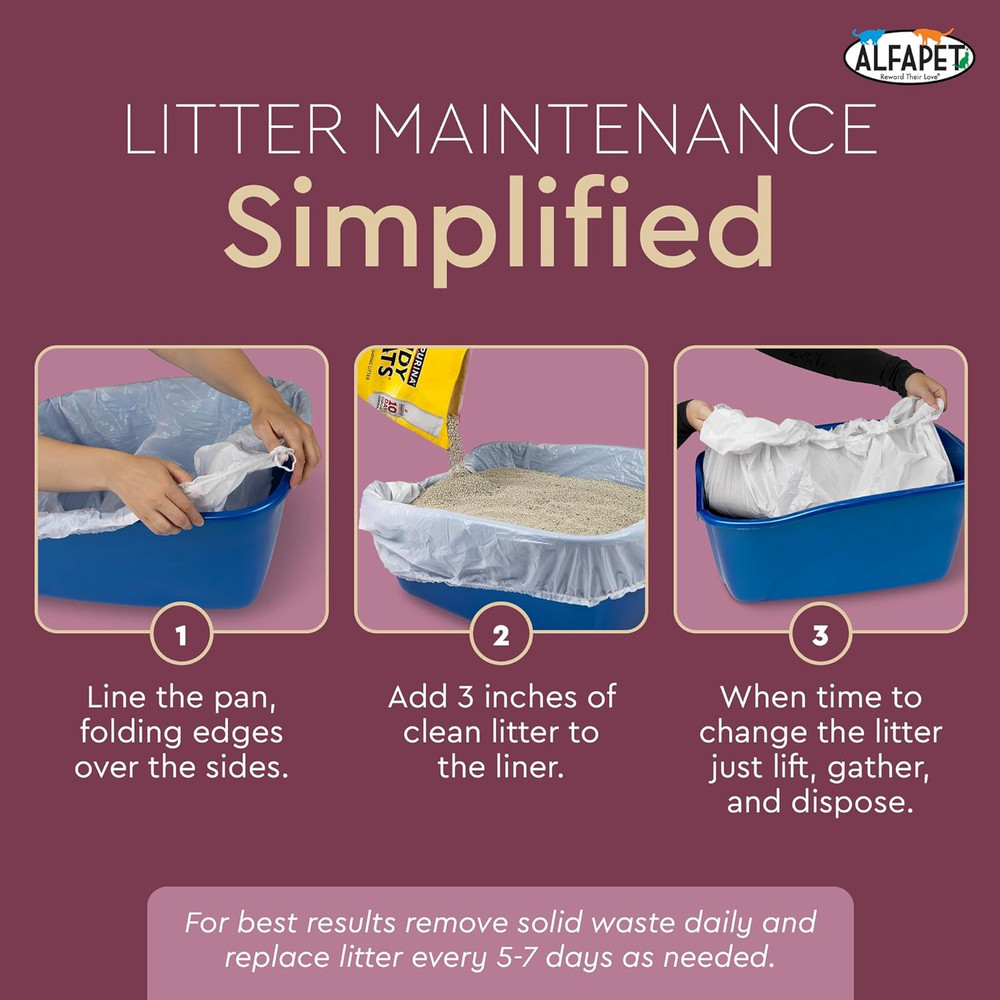 Alfapet Cat Litter box liner Disposable, Elastic Liners- 24-count-For Medium and