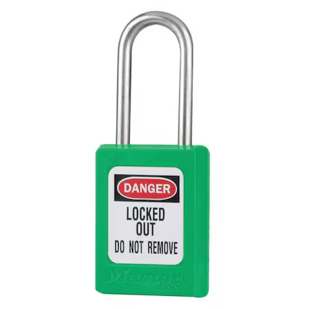Master Lock S33grn Lockout Padlock, Keyed Different, Thermoplastic, Green, 1