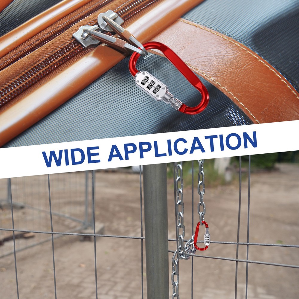 4.2 Inch Length Combination Lock, 2PCS 3 Dial Digit Combo D-Ring Locking, Silver