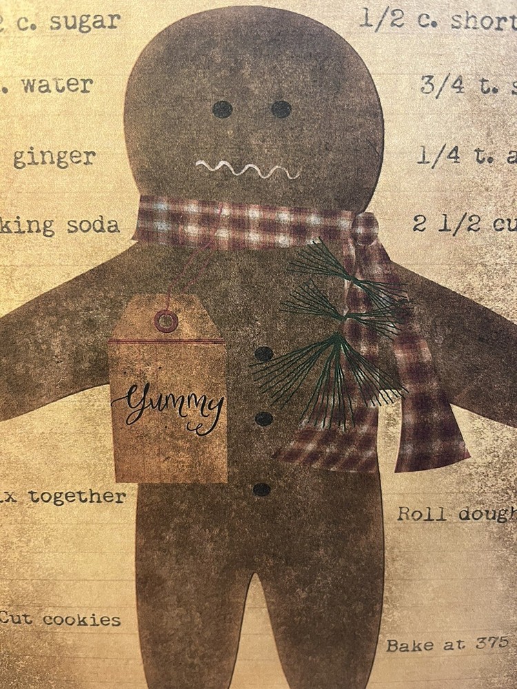 Gingerbread Man, Yummy Cookie, PRIMITIVE Handcrafted Plaque