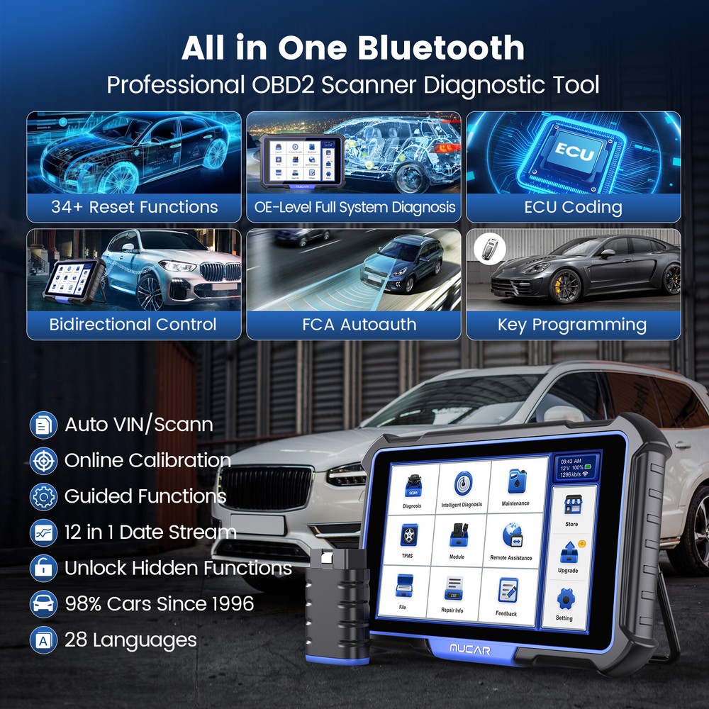 MUCAR VO8 E.CU Coding 34+Service Bidirectional Auto Diagnostic Scanner LIFE FREE
