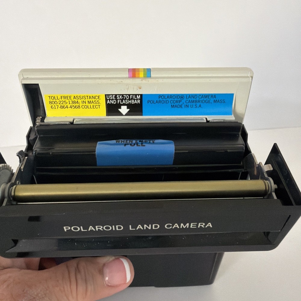 Polaroid One Step Land Camera Rainbow Stripe with Strap Vintage - Untested