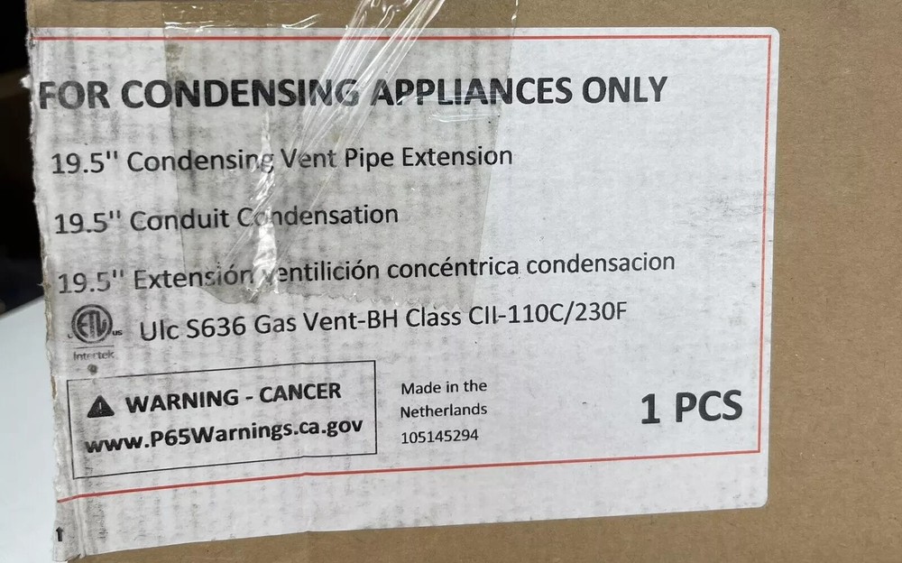 Rinnai Ubbink 224079PP 19.5" Condensing Vent Pipe Extension