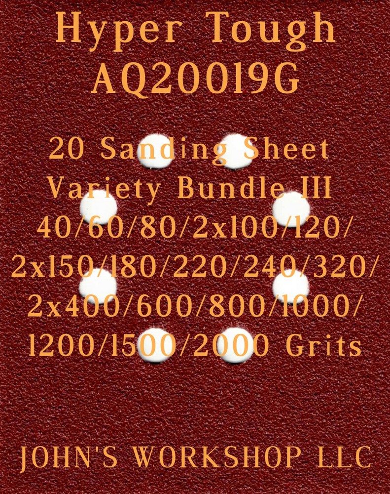 Hyper Tough AQ20019G - 17 Different Grits - 20 Sheet Variety Bundle III