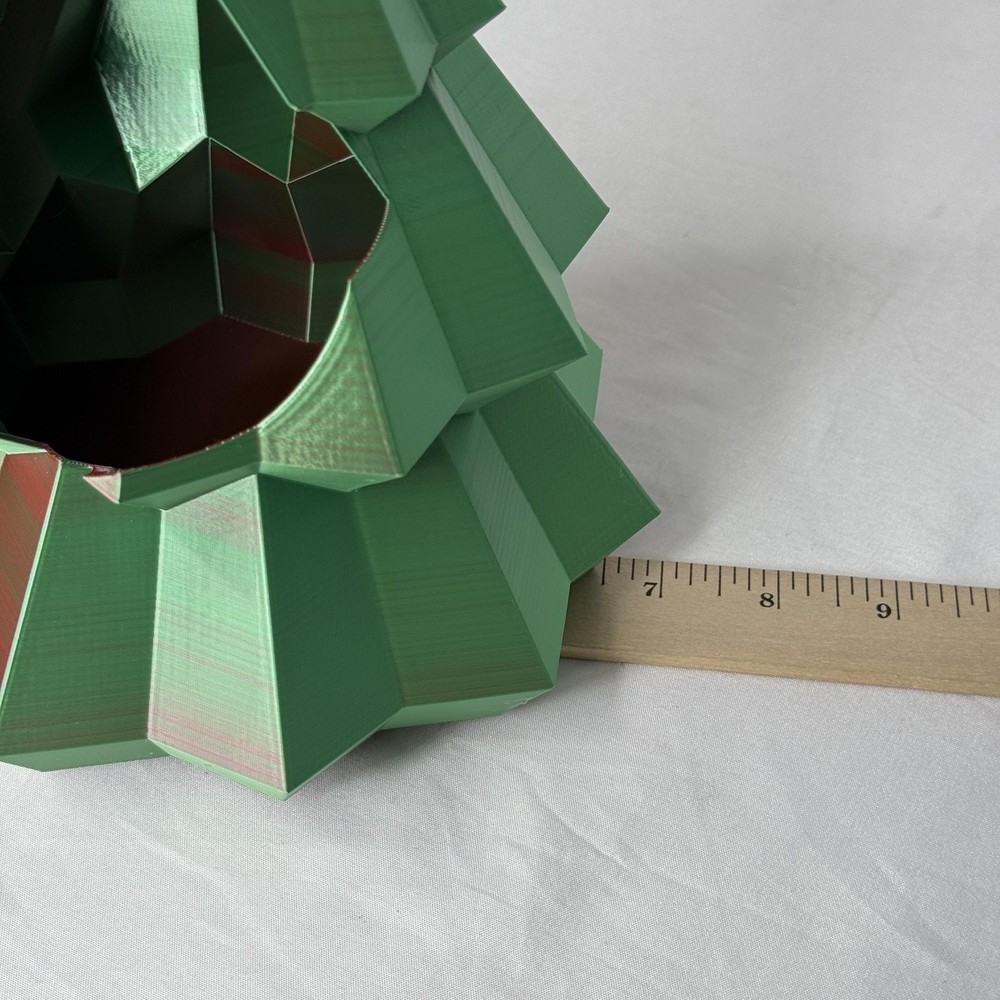 Christmas Tree Candy Dish Holder Red Green Geometric Holiday Decor
