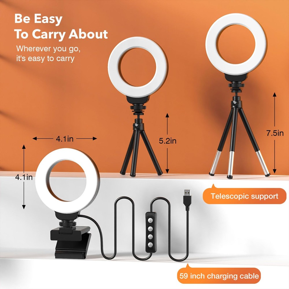 FDKOBE Ring Light for Laptop/Computer,Zoom Call, 4'' Small Video 4inch01