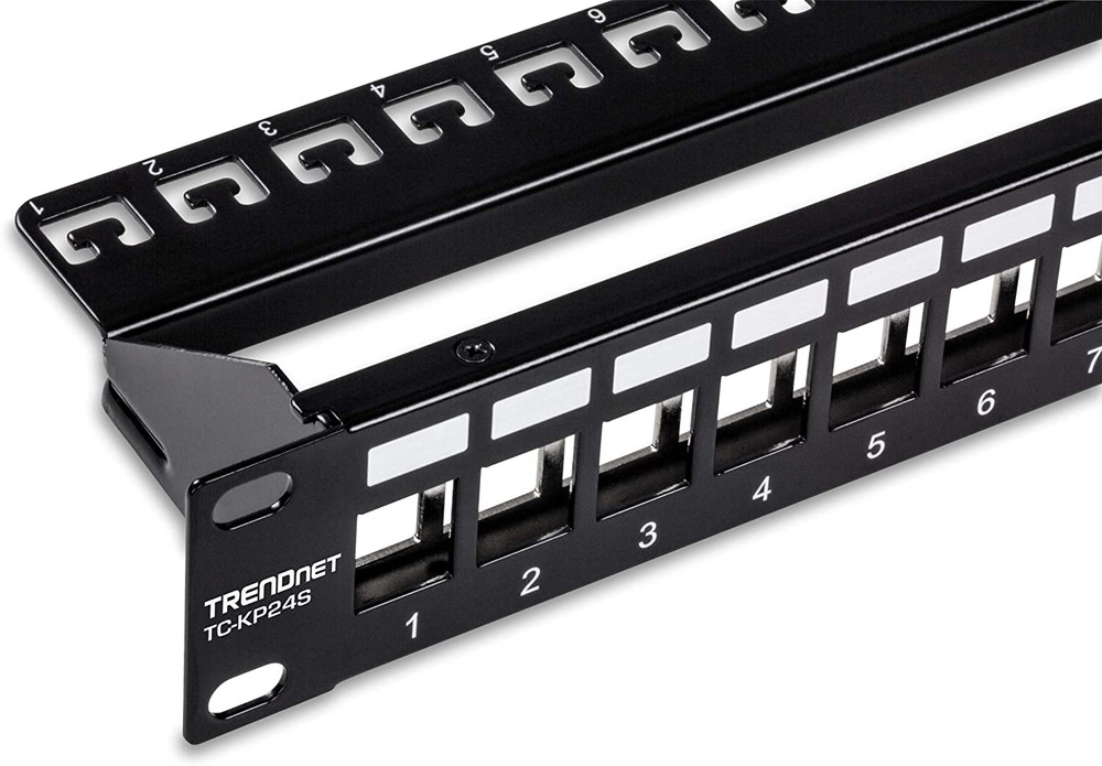 BUNDLE: 24-Port Blank Keystone Shielded 1U Patch Panel TC-KP24S + Shielded Cat