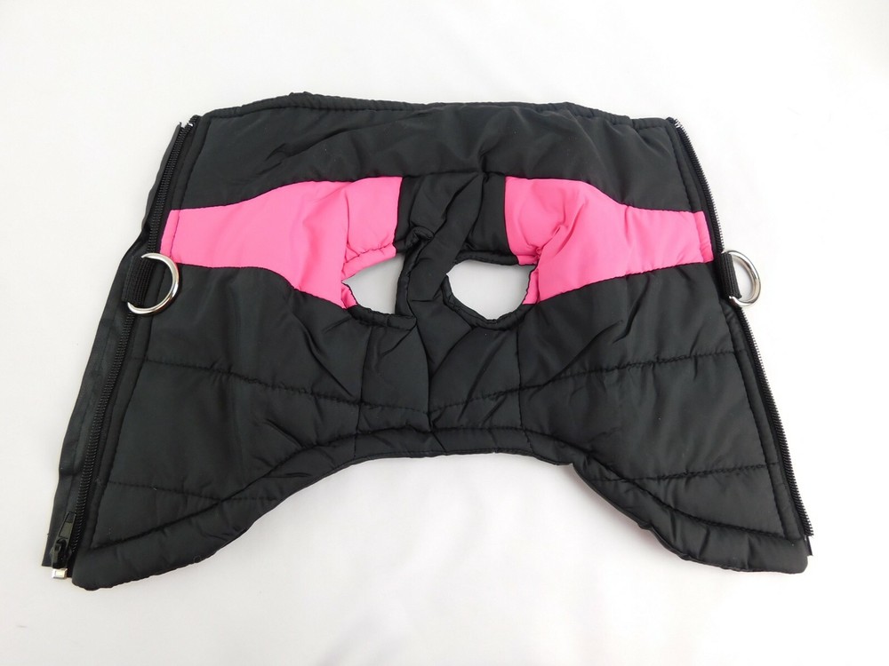 Dog Jacket Black Small Pink Loop Leash Attachment