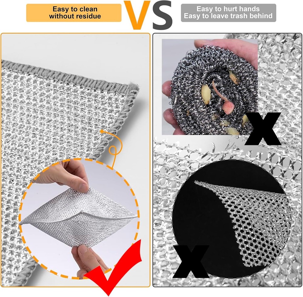 Multifunctional Non-Scratch Wire Dishcloth Multipurpose Wire Dishwashing Rags.