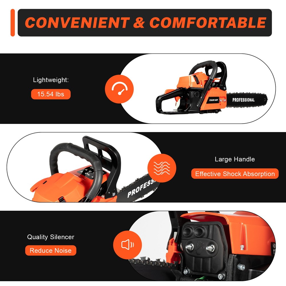Powerful 20-Inch Gasoline Chainsaw with 2-Stroke Engine for Efficient Cutting