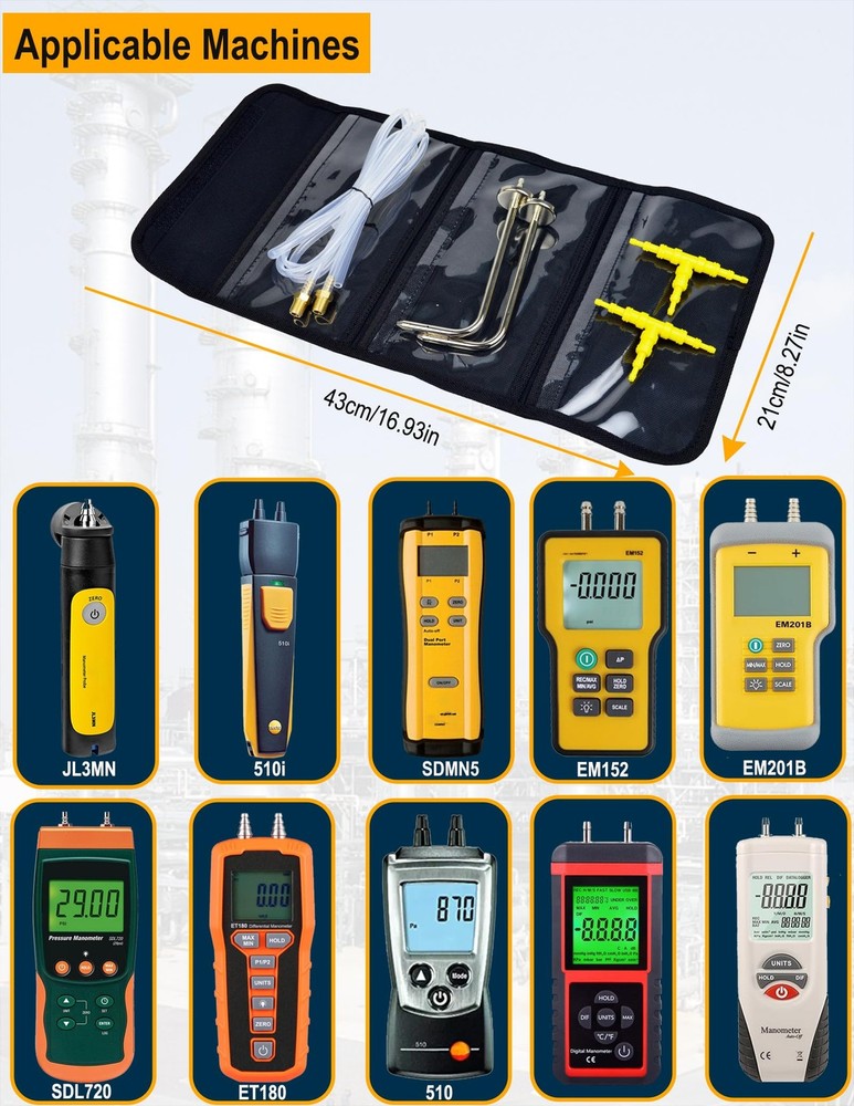 ZIBOO JL3MN Manometer Probe Kit, Compatible with Klein Tools ET180 Digital...