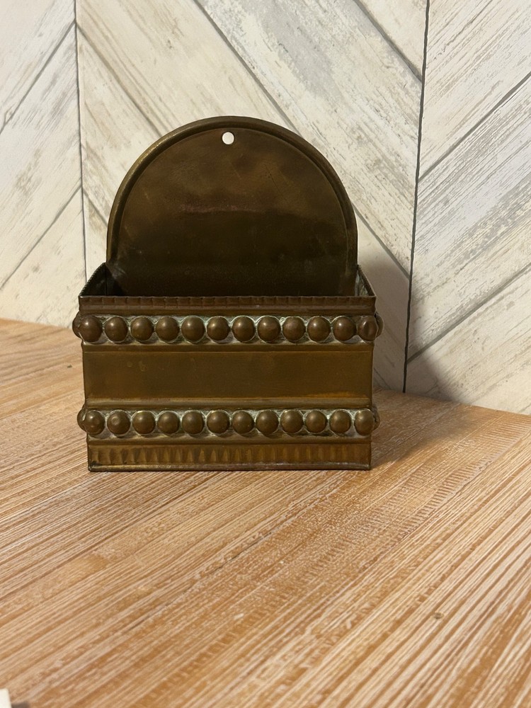 Vintage Brass Wall Mount Match Box 5x6x3"