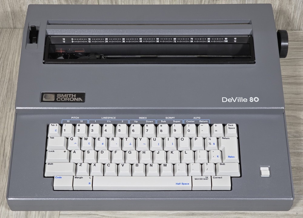 Smith Corona DeVille 80 Electric Typewriter Model 5A w/ Cover & Box - TESTED -