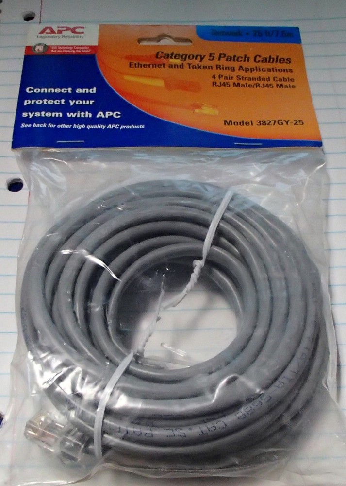 NEW APC CATEGORY 5 PATCH CABLES 3827GY-25
