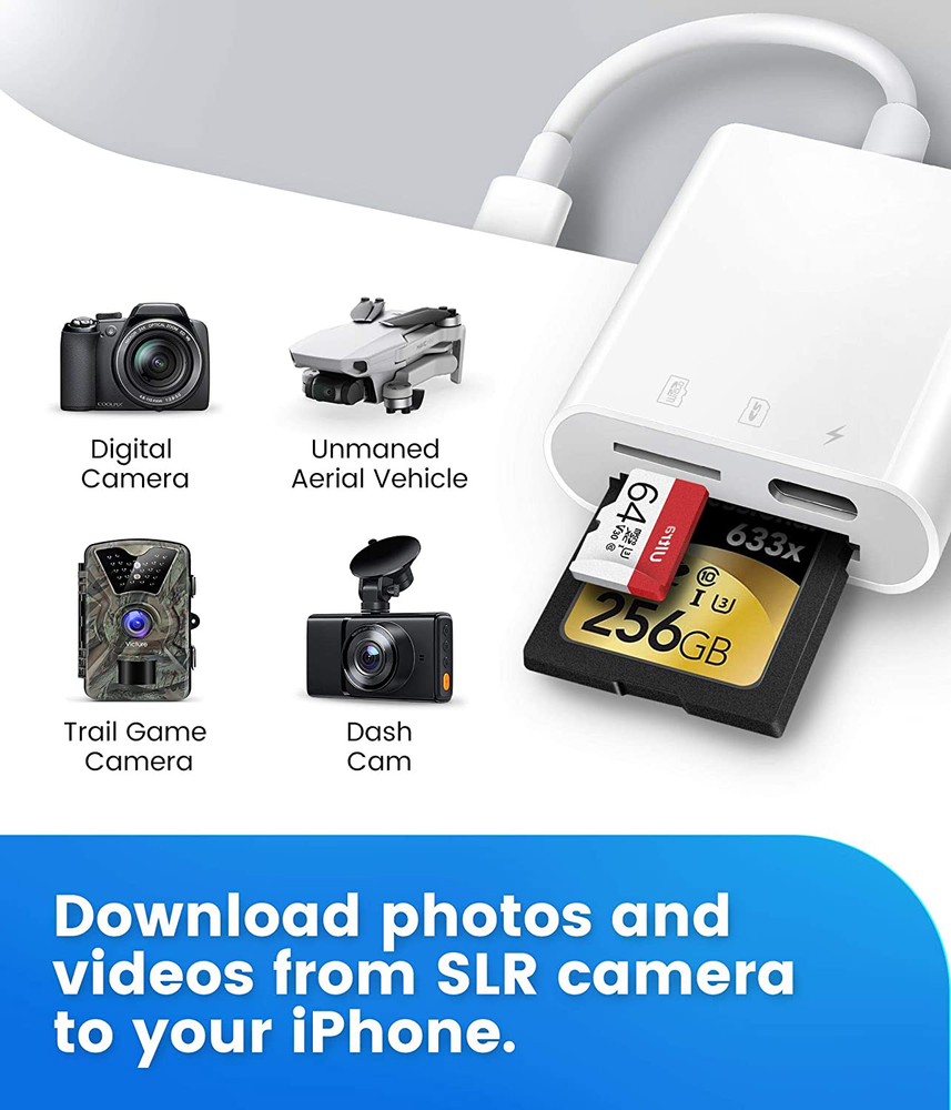 Lector De Tarjetas SD SDHC SDXC MicroSD MicroSDXC Adaptador Para iPhone iPad