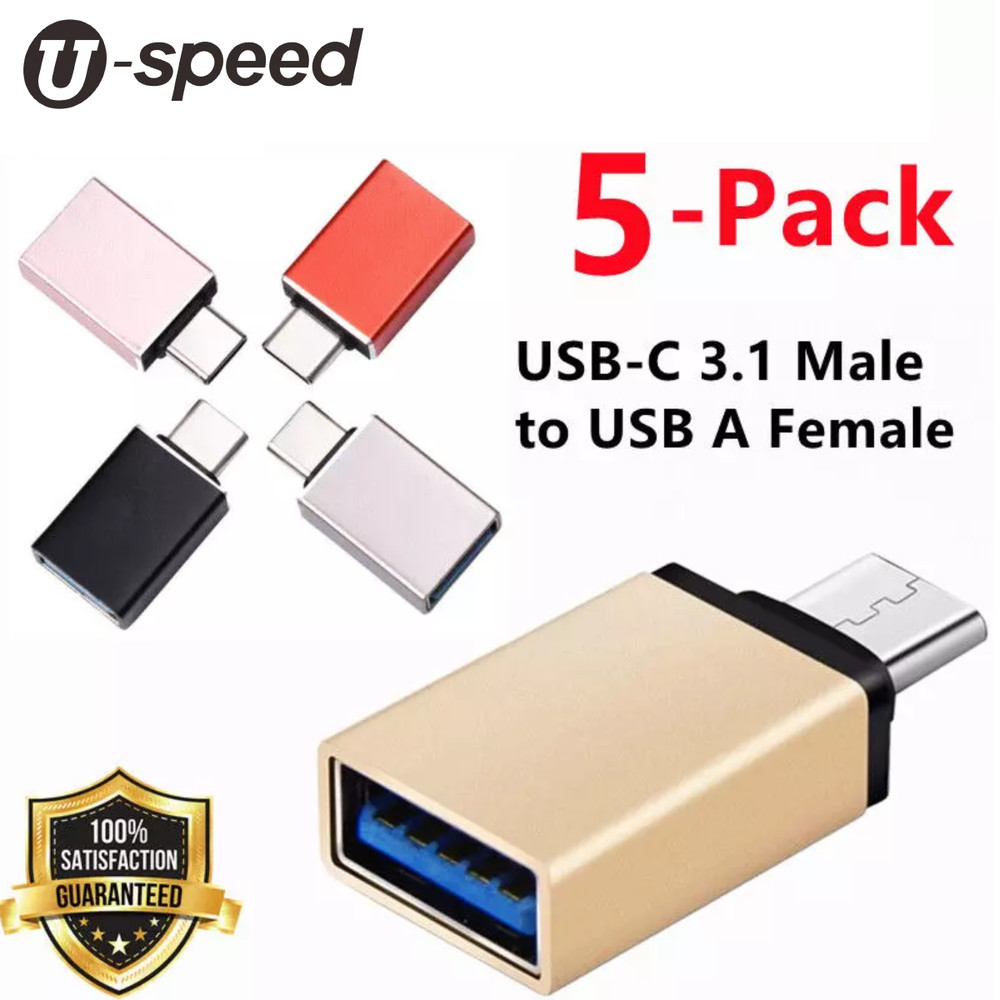 U-speed 5 Pack USB-C Type C 3.1 Male to USB 3.0 Type A OTG Adapter Sync Data