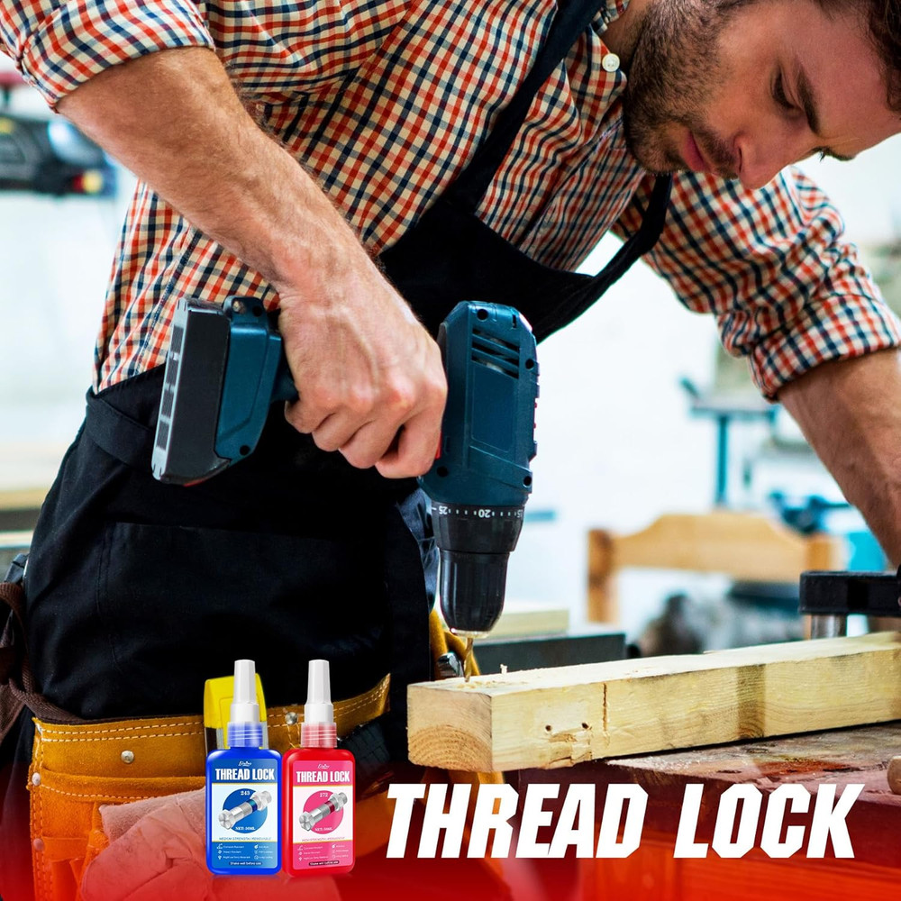 Thread Lock - Medium and High Strength Thread Locker Blue ＆ Red, Threadlocker fo