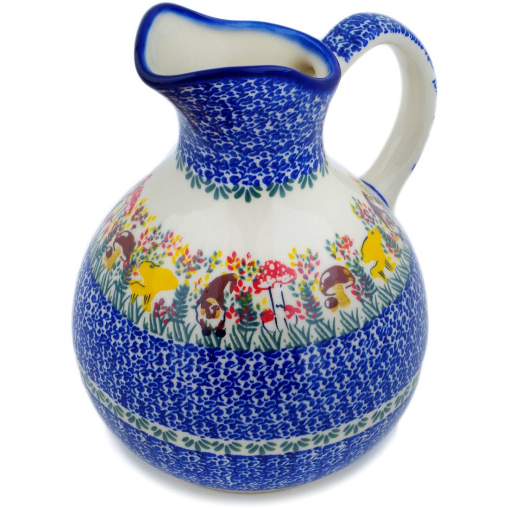 Polish Pottery Pitcher 10 Cup Mushroom Love